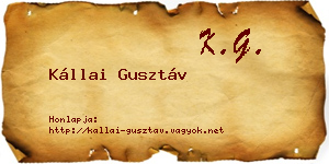 Kállai Gusztáv névjegykártya